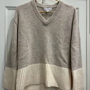 Derek Lam Denim Oatmeal/ Ivory V-neck Sweater